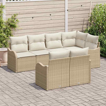 Trädgårdsoffset med lagring 7 pcs Beige Poly rattan