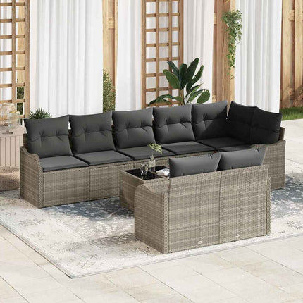 Trädgårdsoffset med kudde 9 pcs Ljusgrå Poly rattan