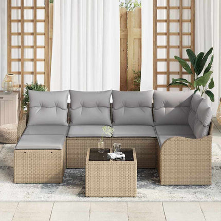Trädgårdsoffset 7 st Beige och Ljusgrå konstrotting