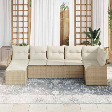 Trädgårdsoffset 7 st Beige och vit konstrotting