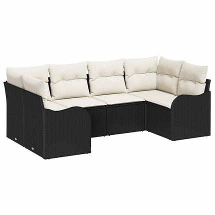 Trädgårdsoffset med lagring 6 pcs Svart och vit Poly rattan
