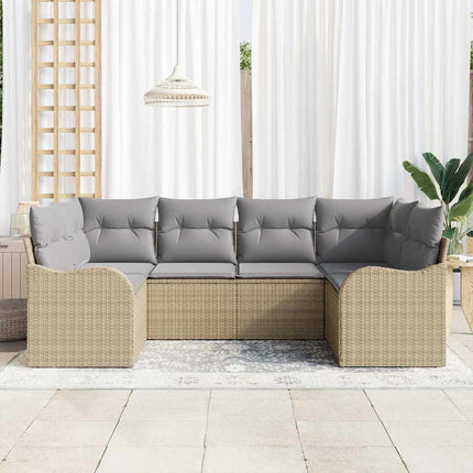 Trädgårdsoffset med lagring 6 pcs beige och ljusgrå Poly rattan
