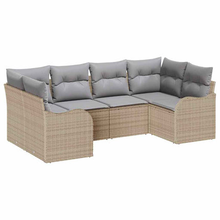 Trädgårdsoffset med lagring 6 pcs beige och ljusgrå Poly rattan