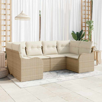 Trädgårdsoffset med lagring 6 pcs Beige och vit Poly rattan