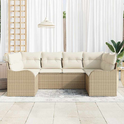 Trädgårdsoffset med lagring 6 pcs Beige och vit Poly rattan