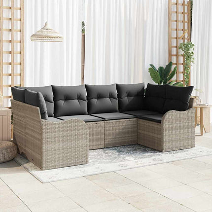 Trädgårdsoffset med lagring 6 pcs Ljusgrå Poly rattan