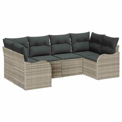 Trädgårdsoffset med lagring 6 pcs Ljusgrå Poly rattan