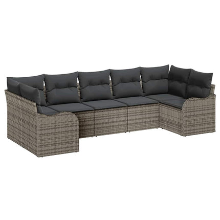 Trädgårdsoffset med lagring 7 pcs Grå Poly rattan