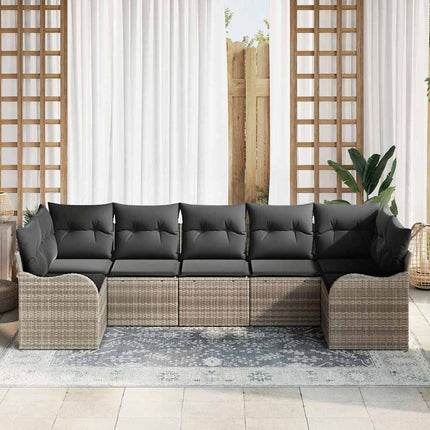 Trädgårdsoffset med lagring 7 pcs Ljusgrå Poly rattan