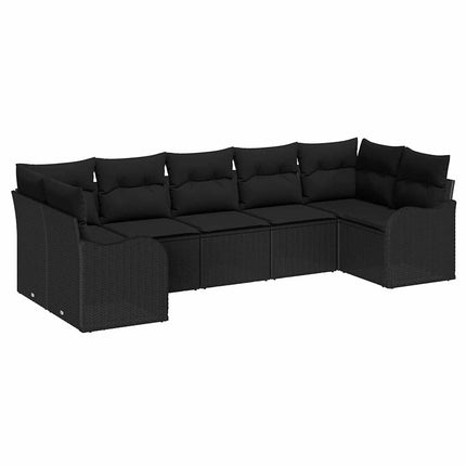 Trädgårdsoffset 7 st Svart Poly rattan