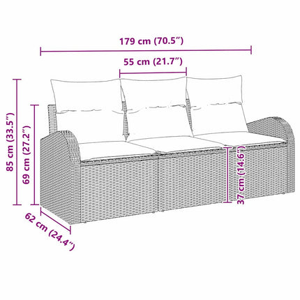 Trädgårdsoffset med lagring 3 pcs Beige och vit Poly rattan