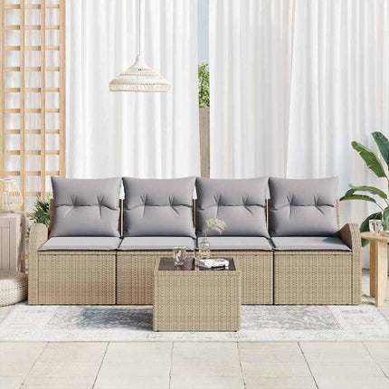 Trädgårdsoffset med lagring 5 pcs Beige och Grå konstrotting