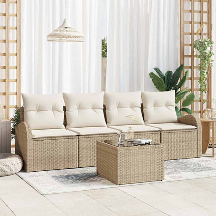Trädgårdsoffset 5 pcs Beige och gräddfärgad konstrotting