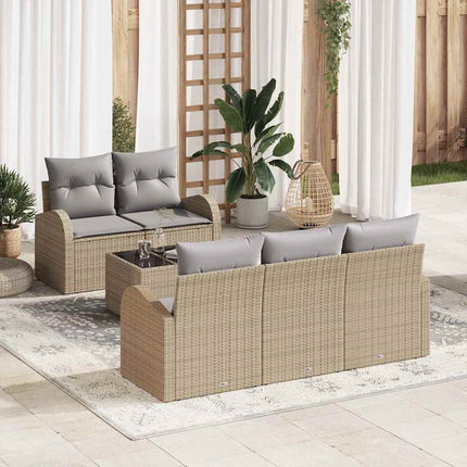 Trädgårdsoffset med lagring 6 pcs Beige och Grå konstrotting