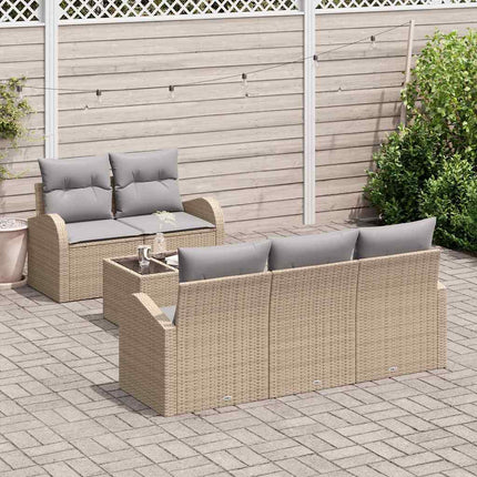 Trädgårdsoffset med lagring 6 pcs Beige och Grå konstrotting