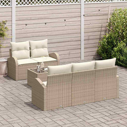 Trädgårdsoffset 6 pcs Beige och gräddfärgad konstrotting