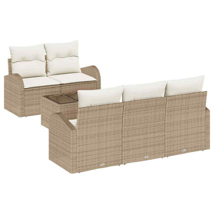 Trädgårdsoffset 6 pcs Beige och gräddfärgad konstrotting