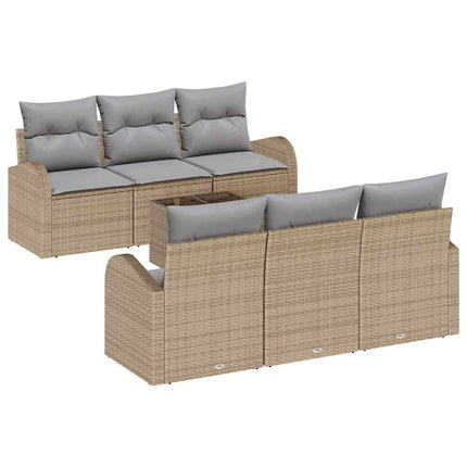 Trädgårdsoffset med lagring 7 pcs Beige och Grå konstrotting