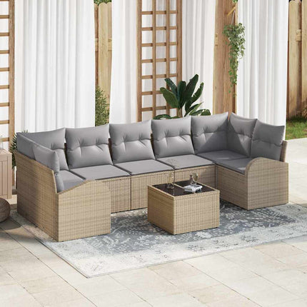 Trädgårdsoffset med kudde 8 pcs Beige och Grå 289 x 124 x 69 cm