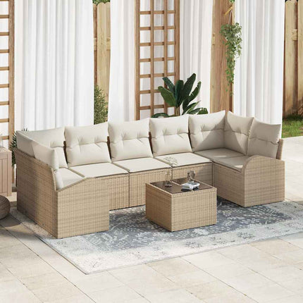 Trädgårdsoffset 8 pcs Beige och gräddfärgad 289 x 124 x 69 cm