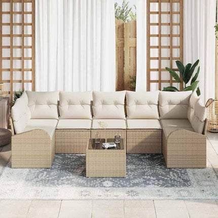 Trädgårdsoffset 8 pcs Beige och gräddfärgad 289 x 124 x 69 cm