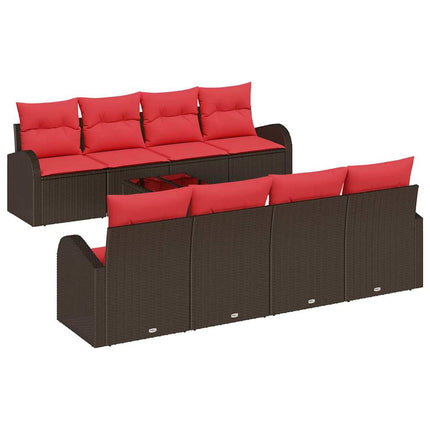 Soffset 9 st 8-Antal sittplatser Beige och Röd konstrotting
