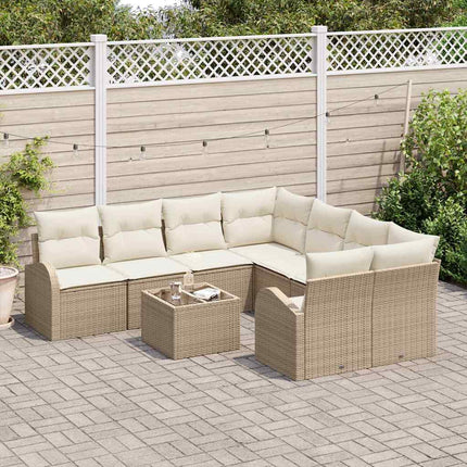 Soffset med kudde 9 pcs Beige och gräddfärgad konstrotting