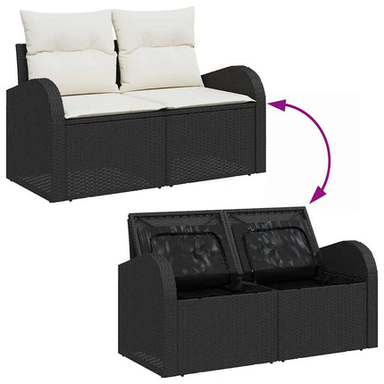 Soffset med kudde med lagring 4 pcs Svart och Vitt konstrotting