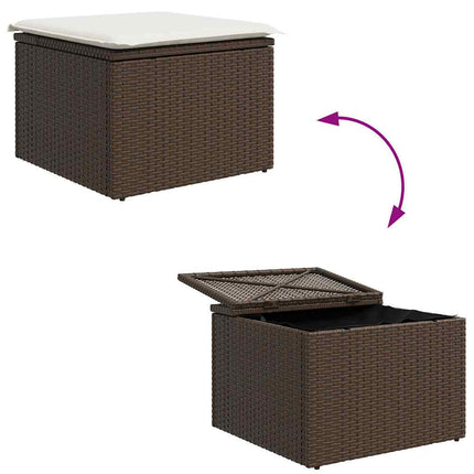 Soffset med kudde med lagring 4 pcs Brun och vit konstrotting