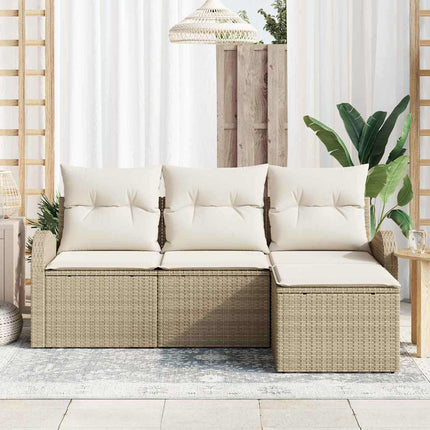 Soffset med kudde med lagring 4 pcs Beige och vit konstrotting
