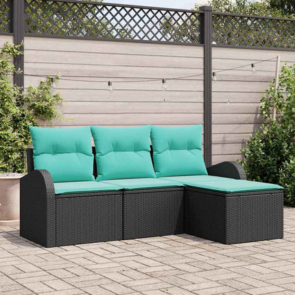 Soffset med kudde 4 pcs Svart och turkos konstrotting