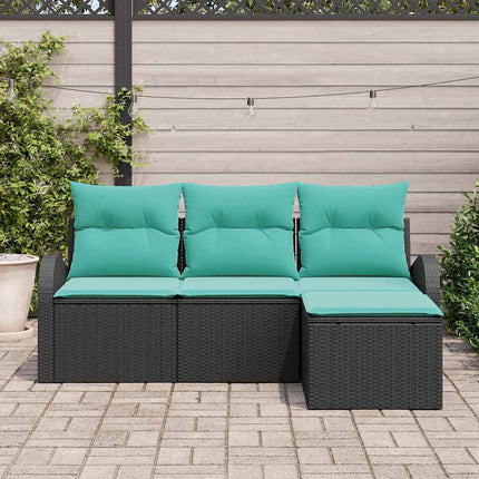 Soffset med kudde 4 pcs Svart och turkos konstrotting