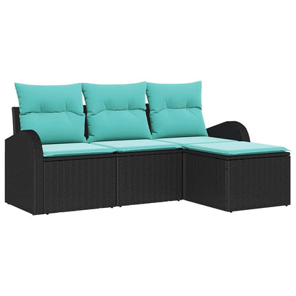 Soffset med kudde 4 pcs Svart och turkos konstrotting