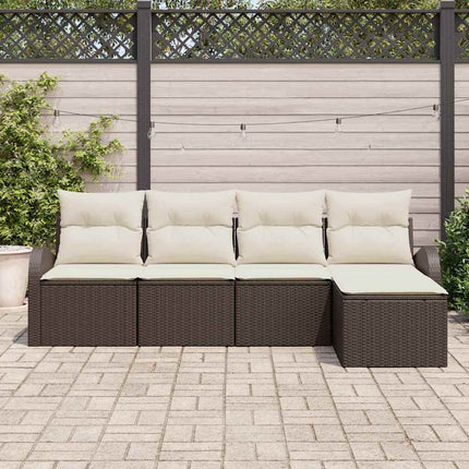 Soffset med kudde med lagring 5 pcs Brun och vit konstrotting