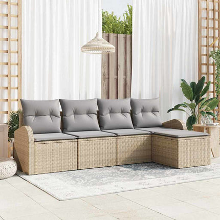 Soffset med kudde 5 pcs Beige och Ljusgrå konstrotting