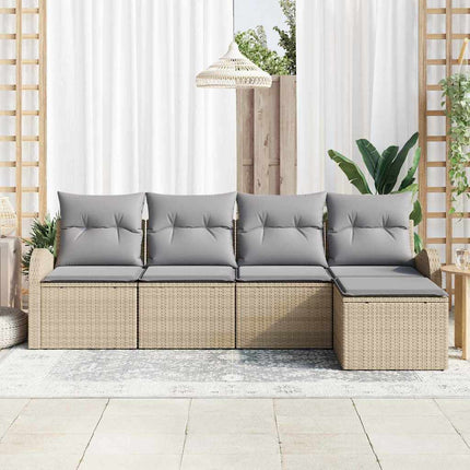Soffset med kudde 5 pcs Beige och Ljusgrå konstrotting