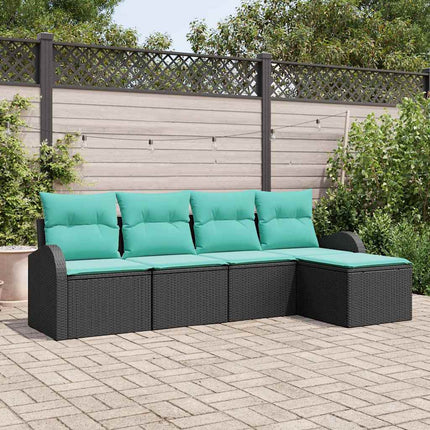 Soffset med kudde 5 pcs Svart och turkos konstrotting