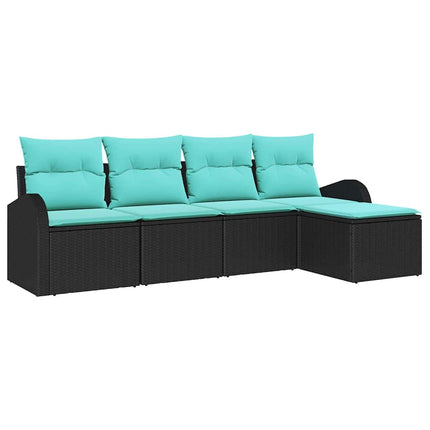 Soffset med kudde 5 pcs Svart och turkos konstrotting
