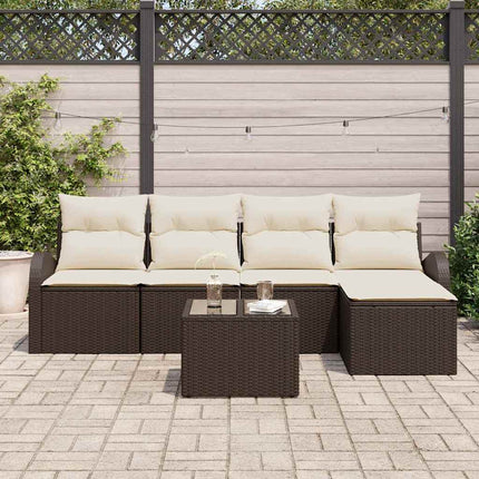 Soffset med kudde med lagring 6 pcs Brun och vit konstrotting