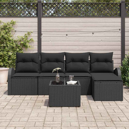 Soffset med kudde med lagring 6 pcs Svart konstrotting