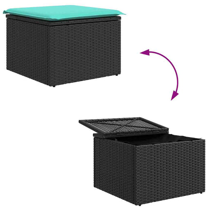 Soffset med kudde 6 pcs Svart och turkos konstrotting