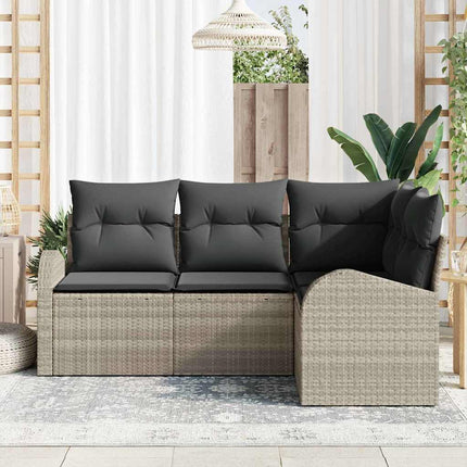 Trädgårdsoffset med kudde 4 pcs Ljusgrå konstrotting