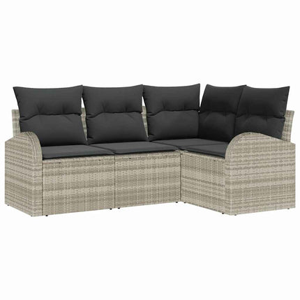 Trädgårdsoffset med kudde 4 pcs Ljusgrå konstrotting