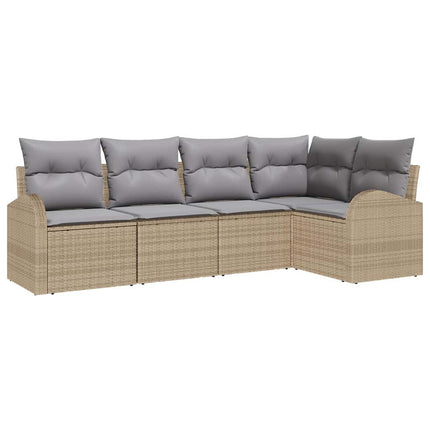 Trädgårdsoffset med kudde 5 pcs Beige och Ljusgrå konstrotting