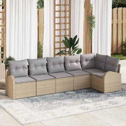 Trädgårdsoffset med kudde 6 pcs Beige och Ljusgrå konstrotting