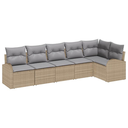 Trädgårdsoffset med kudde 6 pcs Beige och Ljusgrå konstrotting