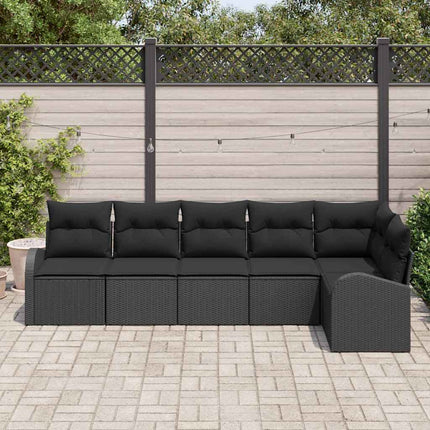 Trädgårdsoffset med kudde med lagring 6 pcs Svart konstrotting
