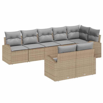 Trädgårdsoffset med kudde 8 pcs Beige och Ljusgrå konstrotting