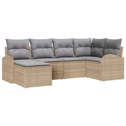 Soffset med kudde 6 pcs Beige och ljusgrå konstrotting