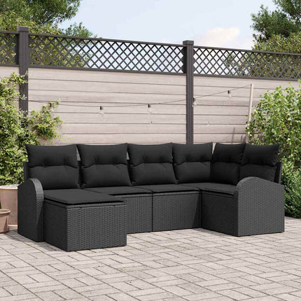 Soffset med kudde med lagring 6 pcs Svart konstrotting
